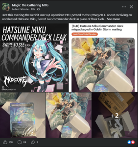 Read more about the article Possible Hatsune Miku Commander Deck Leak Has MTG Players Losing Their Minds